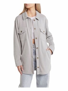 Thread & Supply Gray Knit Shacket | Small | Longline Sweatshirt Jacket Cozy